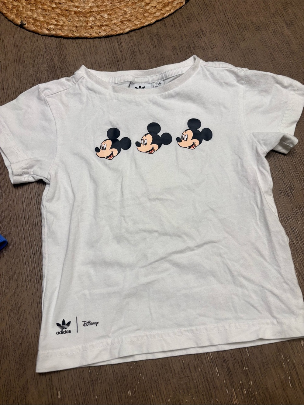 Adidas Disney Mickey Mouse T Shirt 3-4y Toddler White Graphic Tee 3 Mickeys